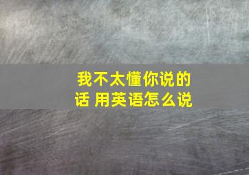 我不太懂你说的话 用英语怎么说